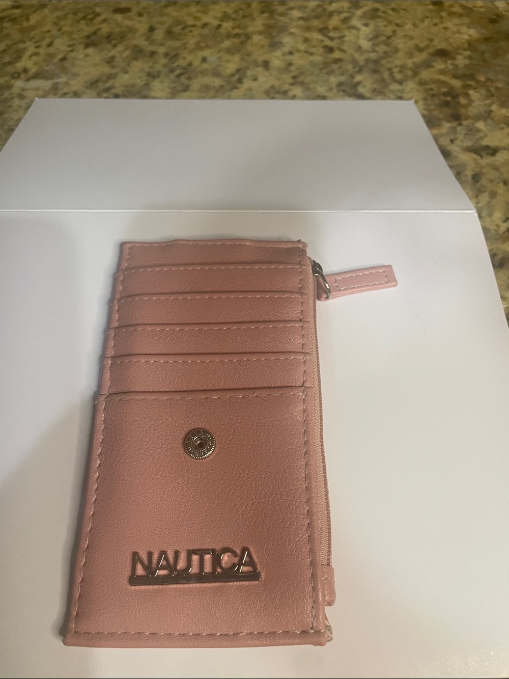 Nautica Rose Pink Card Holder with Zip Pocket